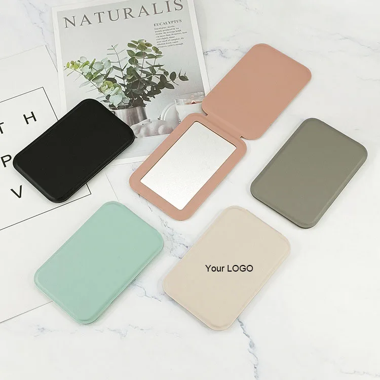 SAIYII High Quality Cheap Folding Pu Leather Pocket Mirror Custom Logo Small Desktop Makeup Mirror For Travel
