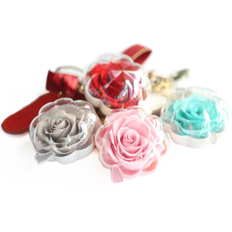 Cute Keychain Real Fresh Preserved Rose in Acrylic Ball Real Preserved Rose Flower Keychain