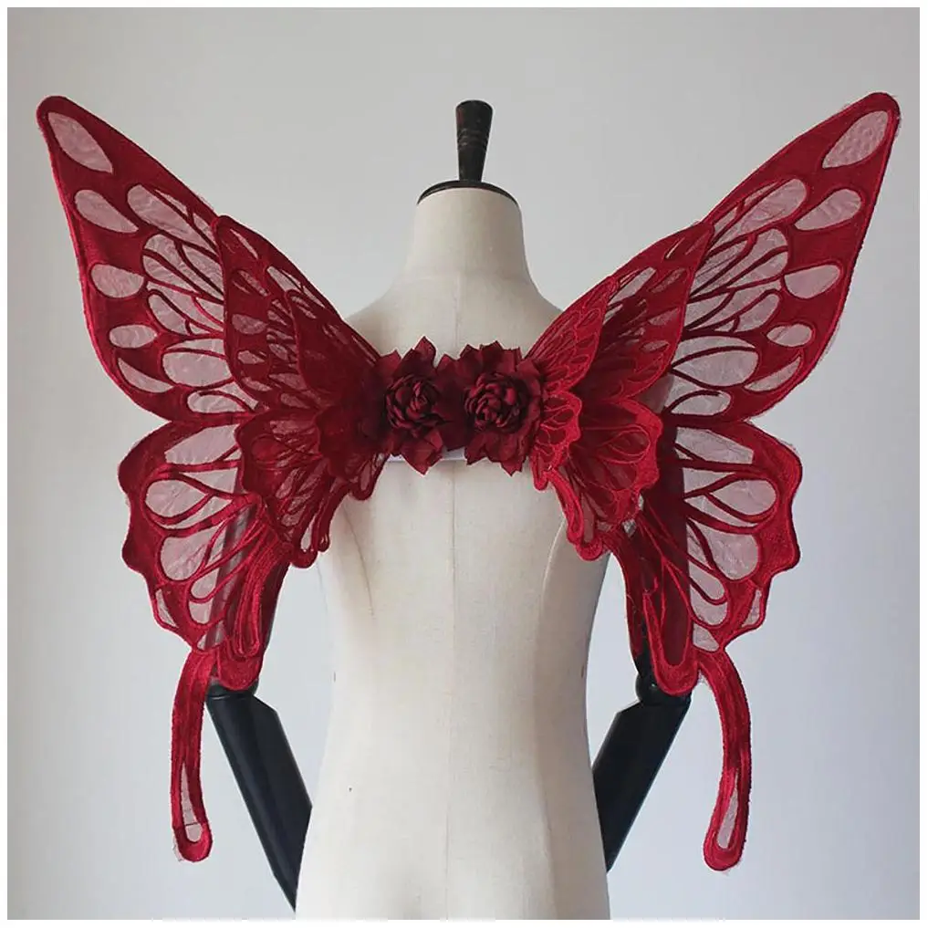 Angel Wings Pink Devil Cosplay Cape Sign Macrame Angels Show Golden Decoration Lace Big Size Light Fabric Giant Led Pixel Wings