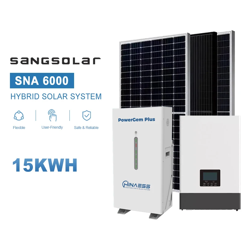 SANGSolar luxpower off grid hybrid sna6000 with HINESS 15kwh 20kwh 30kwh 60kwh solar lithium battery solar power system home