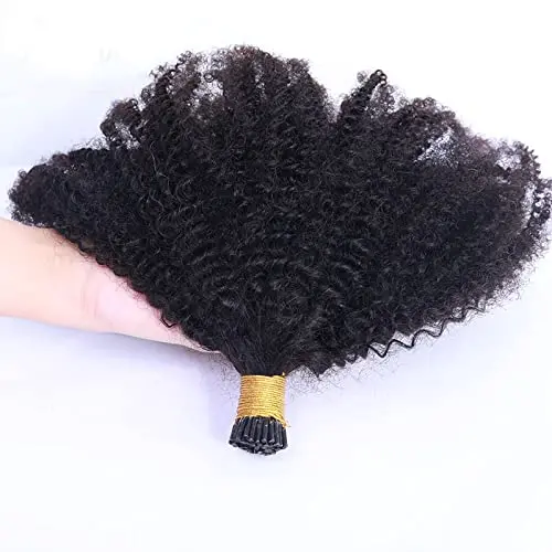 i Tip  Human Hair  Kinky Curly prebonded Keratin Hair Extensions 4c Microlinks hair extention For Black Women