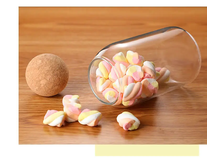 Kitchen High Quality Glass Storage Food Candy Storage Jars Wood Lid Cork Ball Stopper Handmade Borosilicate Glass Canister Jar