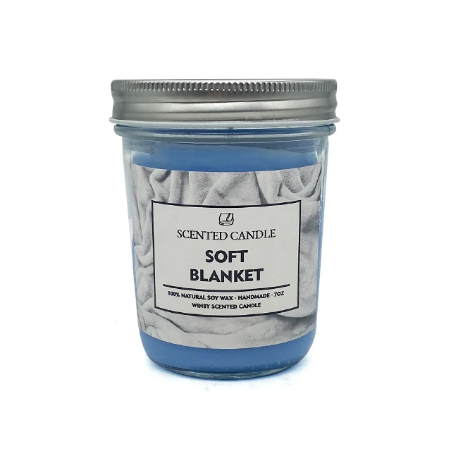 C03T Wholesale Transparent Clear Mason Jar Scented Candle Pravite Sticker Aroma Fragrance Wax with Metal Lid for Decor and Use