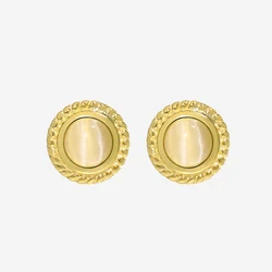 VIANRLA 925 Sterling Silver Opal Stone Round Shape Stud Earrings Elegant 18k Gold Plated Earrings  Dropshipping