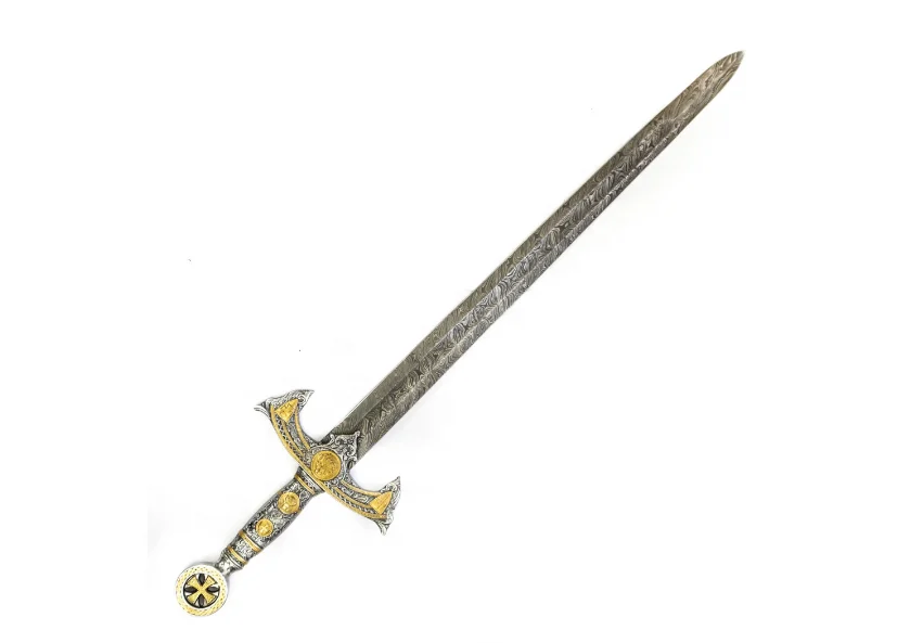 
Custom Handmade Damascus Steel Viking Style Sword Longsword Gladius With Leather sheath camping sword on whole sale 