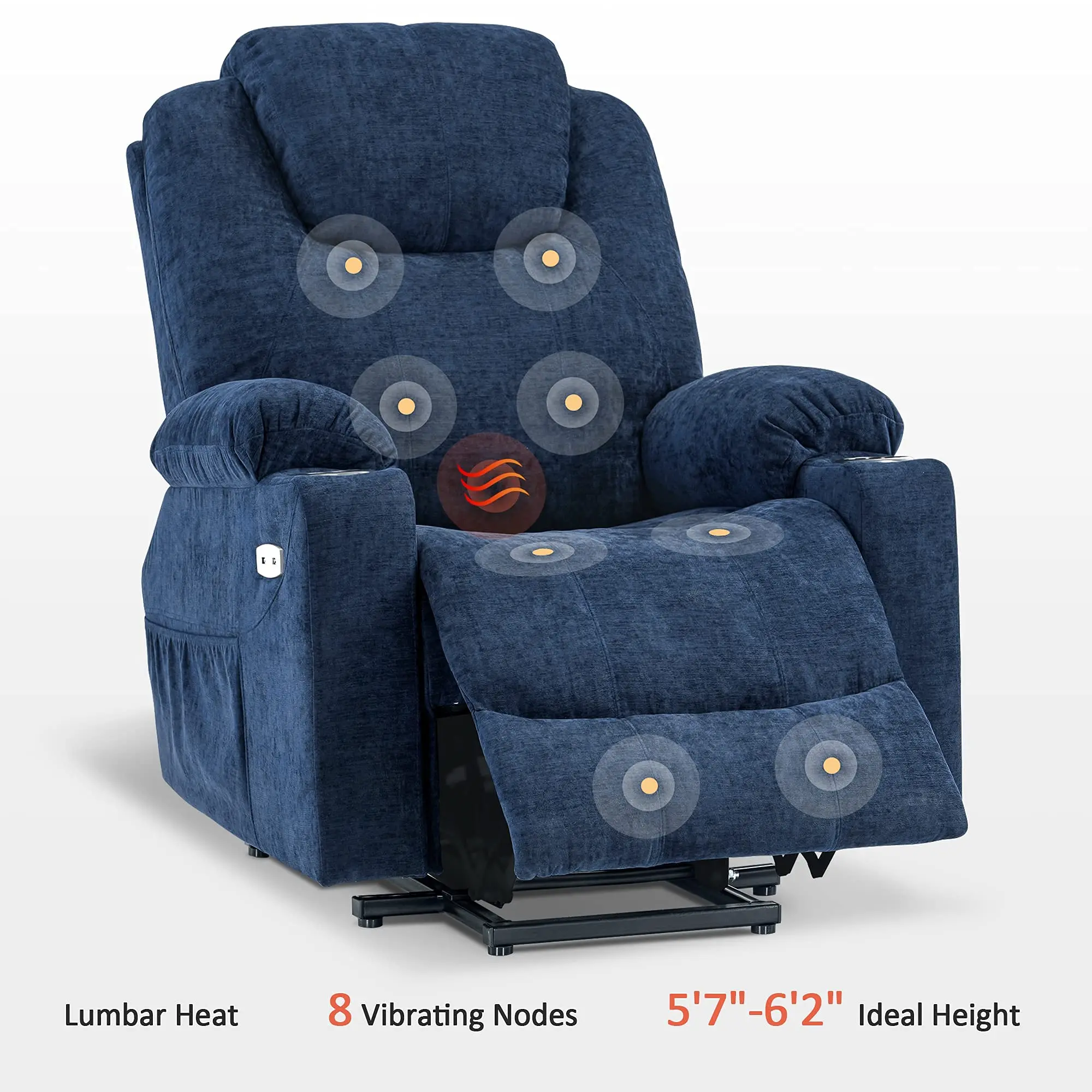 2022 New Supplier Best Sales modern fabric single lift recliner chairs with massage and heat  for Elderly Big and Tall People