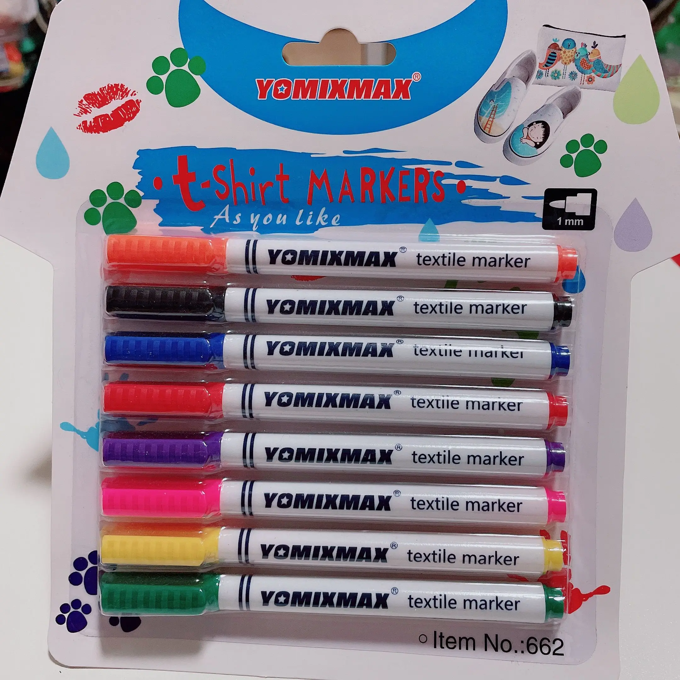 Factory hot sale 8 colors blister card textile marker pen permanent marker pens