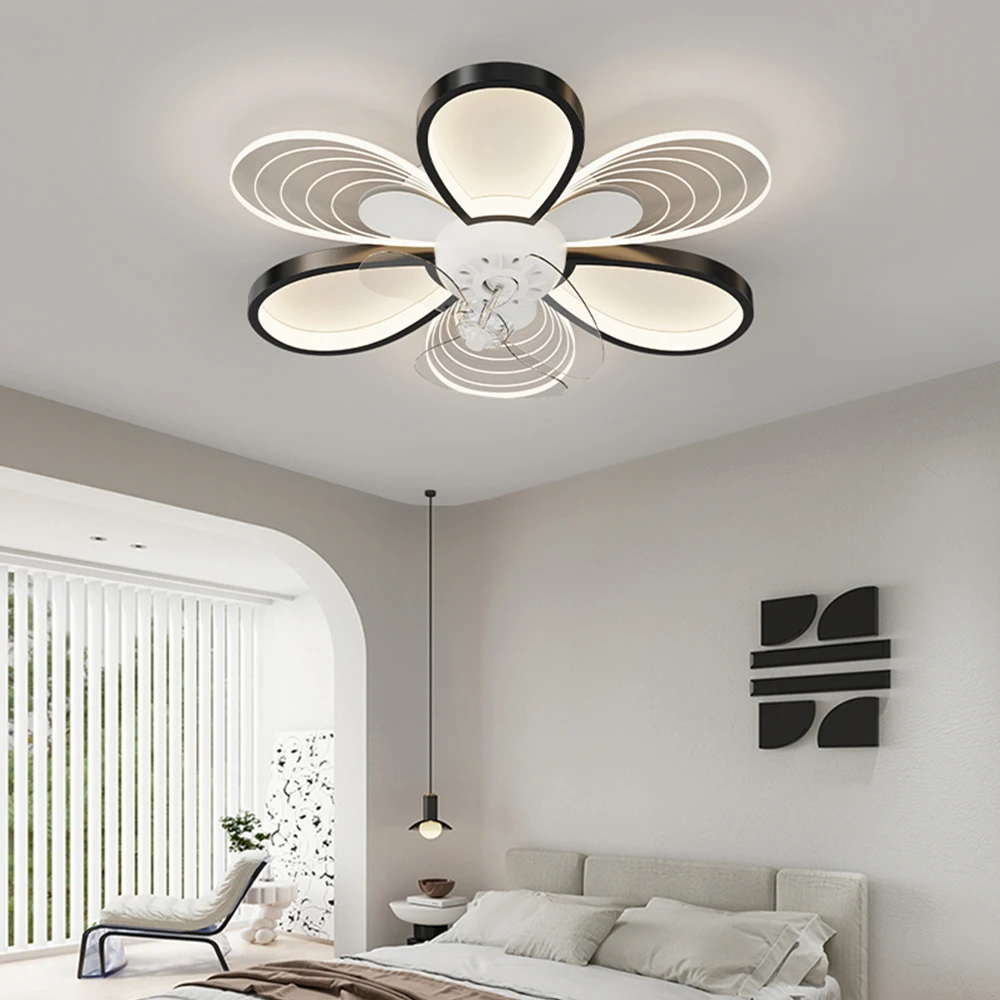 Ceiling Fan Retractable Blade Chandelier Fan Ceiling 3-color Change Light Led Fan Lamp With Remote Control