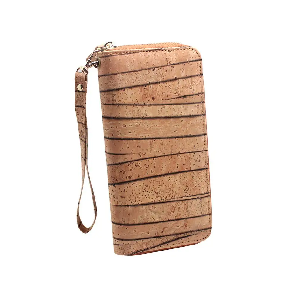 BoshihoAliexpress Eco Friendly Cork Vegan vertical grain Purse Handbags Women Cell Phone ladies Clutch Bags wallet