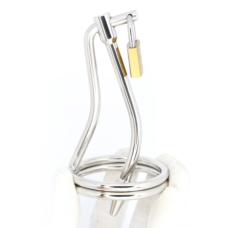 Stainless Steel Male Chastity Device Cock Cage Urethral Catheter for Male Sex Toys