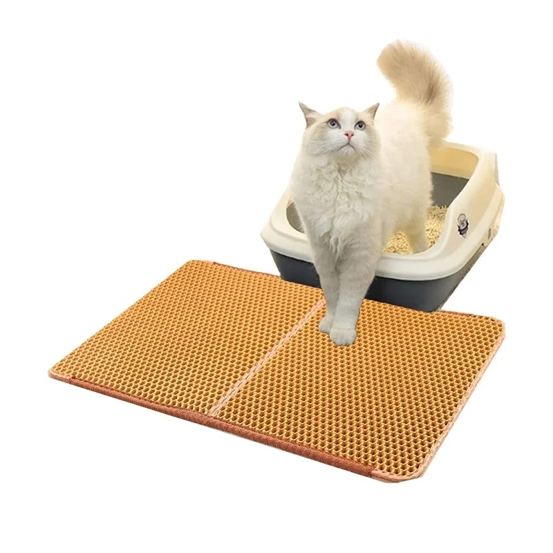 No Phthalate Litter Box Scatter Control Mat Easy Clean Black Hole doubl layer EVA Cat Litter Mat cat litter trapping mat
