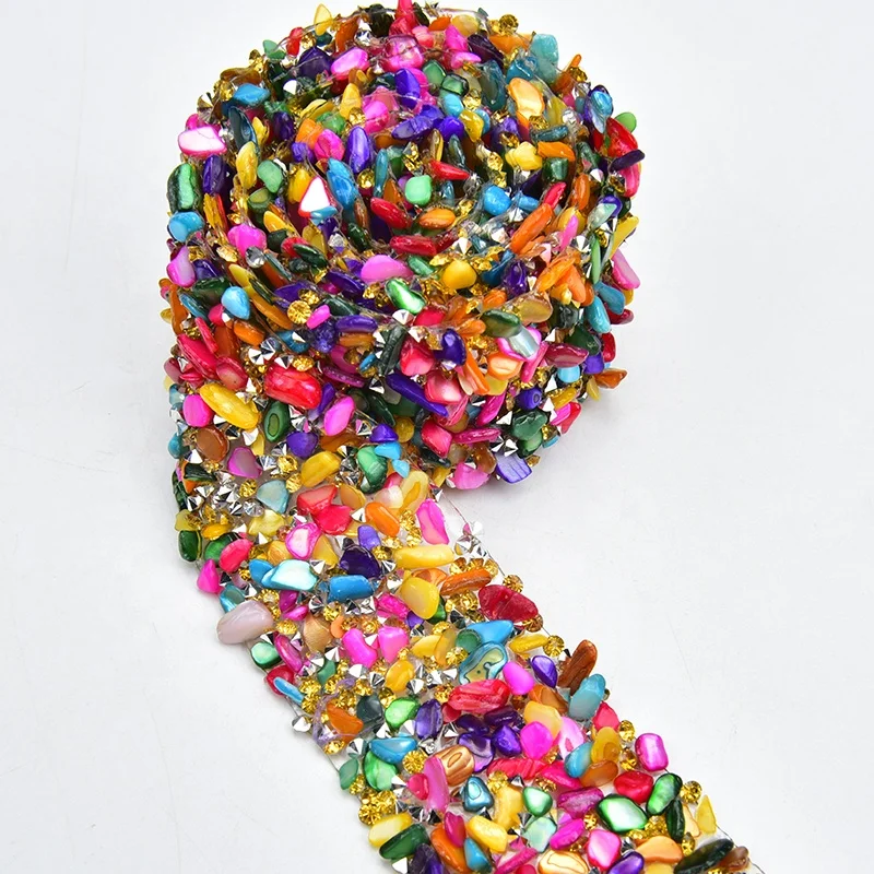 Luxurious Colorful Rhinestone Applique Trim Bridal Dress Sash Belt Gravel Ribbon Hot Fix Crystal for Clothes Fashion Accessories