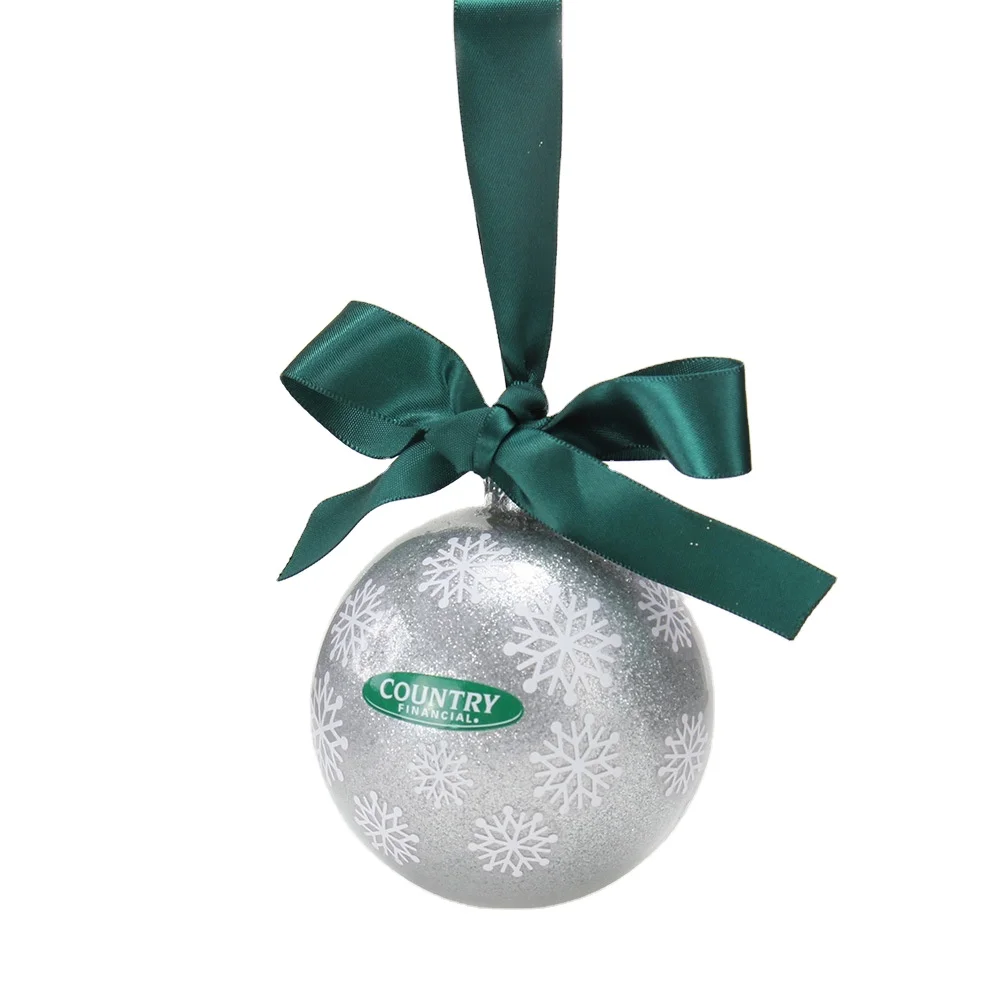 Custom Factory-Designed Glass Crafts Flash Powder Glass Ball Pendant Painted Flower Paper Ball Pendant Christmas Tree Ornaments