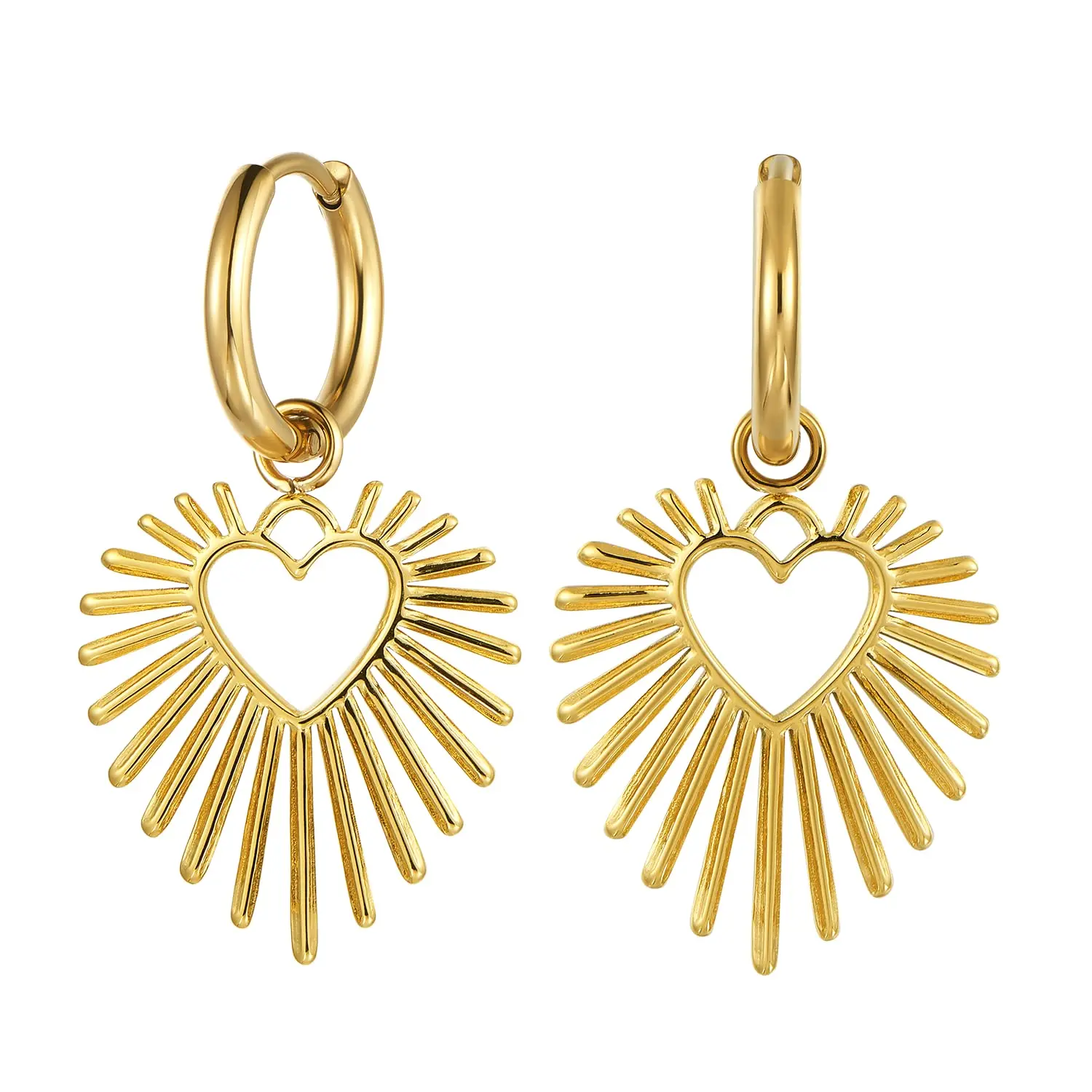High End Luxury Jewelry Hoop Earrings Brass Gold Heart Pendant Fashion Jewelry Earrings