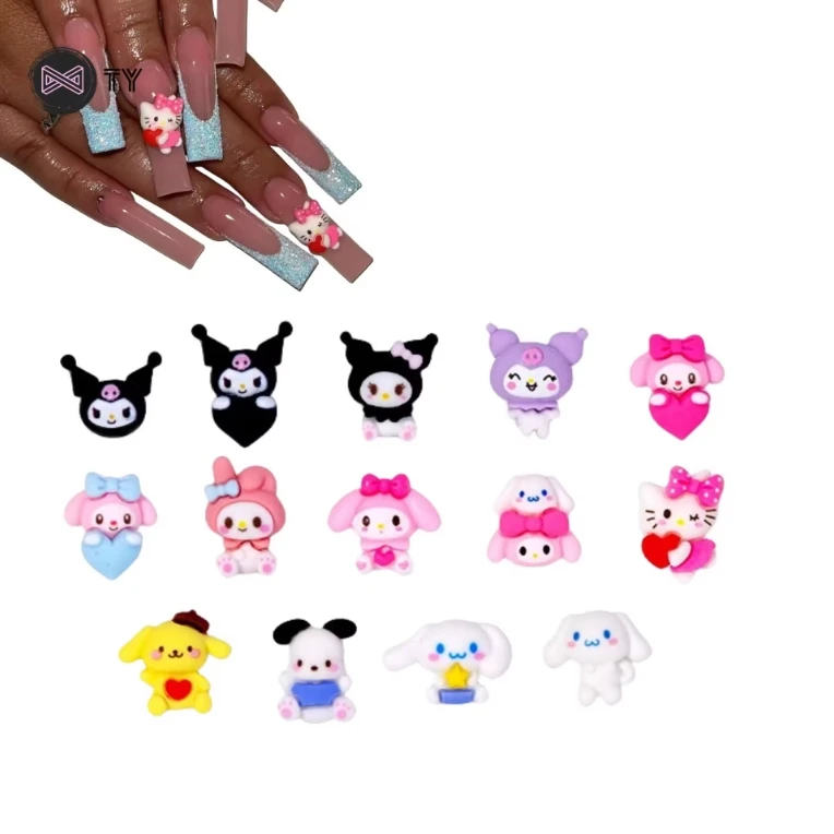 Kawaii Resin Creative Accessories Cute Animal Ice Cream DIY Nail Art Decoration Charms