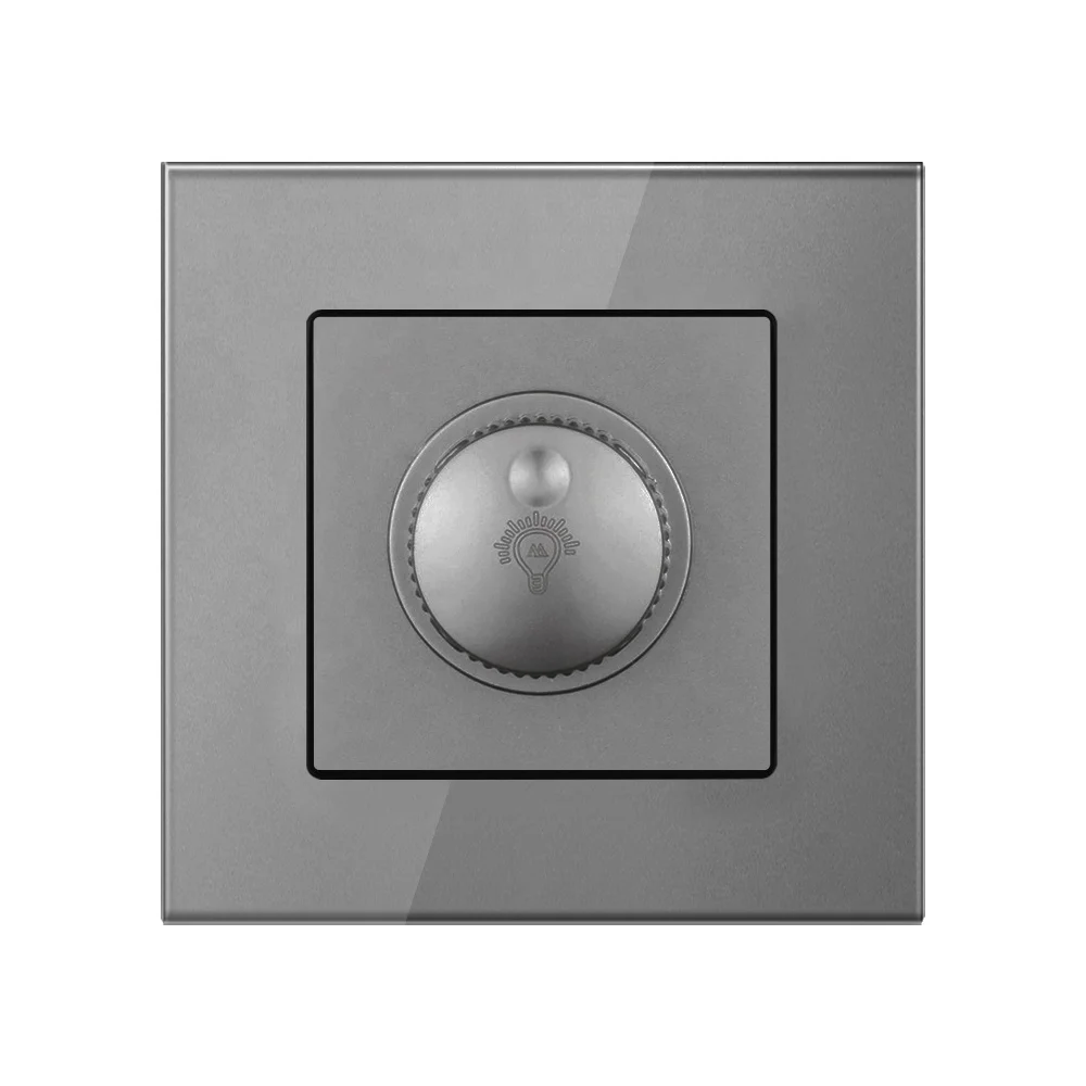 Uk Luxury Electrical Grey Tempered Glass Switch Dimmable Light Switch