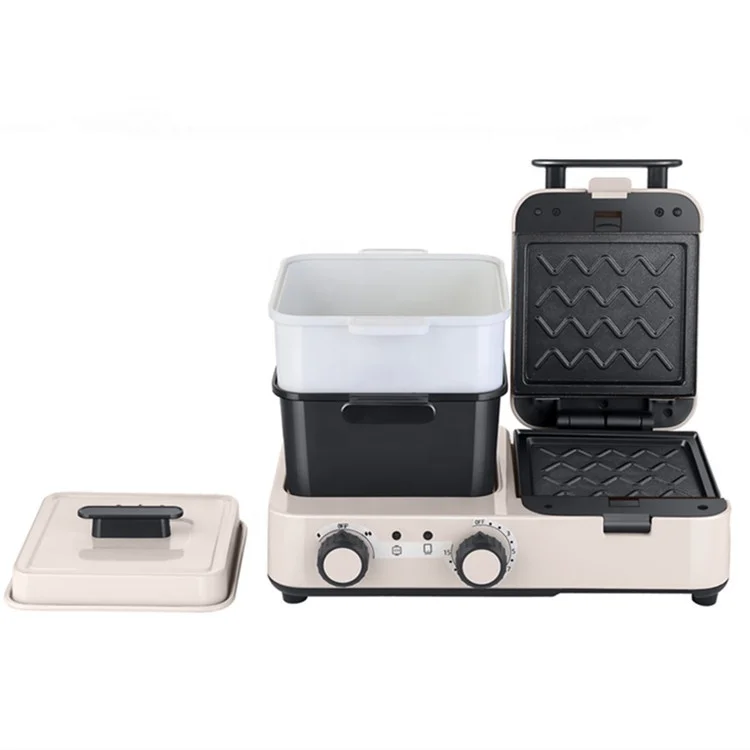 4 in 1 Multifunctional Breakfast Machine Press Grill Sandwich Waffle Maker Frying Pan  Electric Steam Cooker Are Optional
