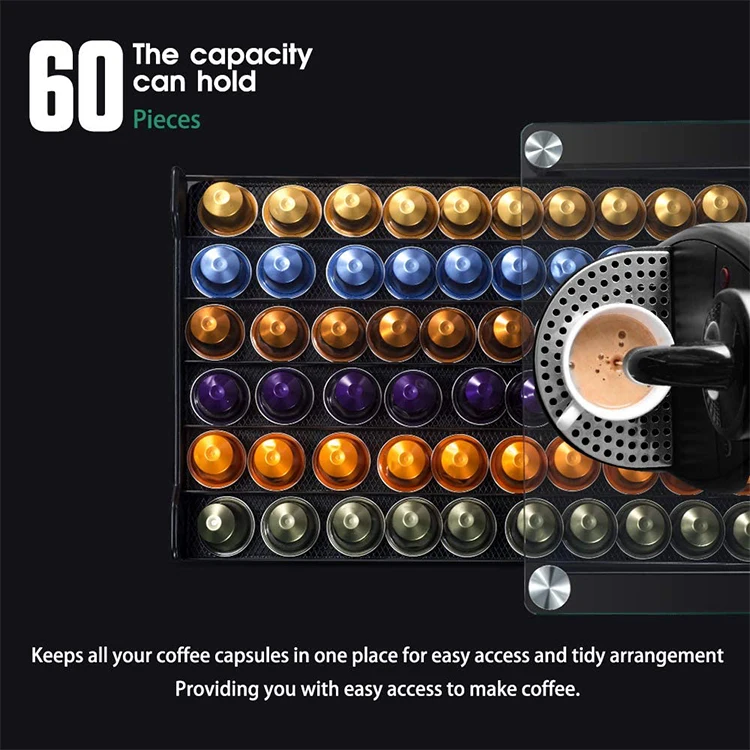 2022 Лидер продаж 60 кофе Nespresso капсула ящик коробка рамка стекло