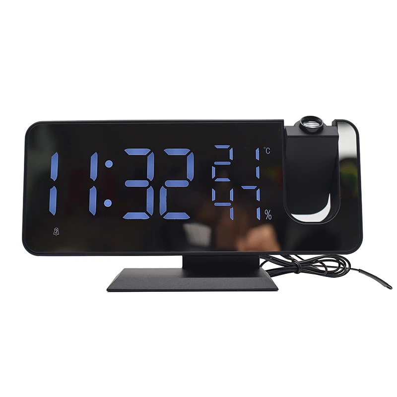 2021 Newest Big LED display Digital Alarm Clock Radio Dual Alarms Adjustable light with Radio and Projector