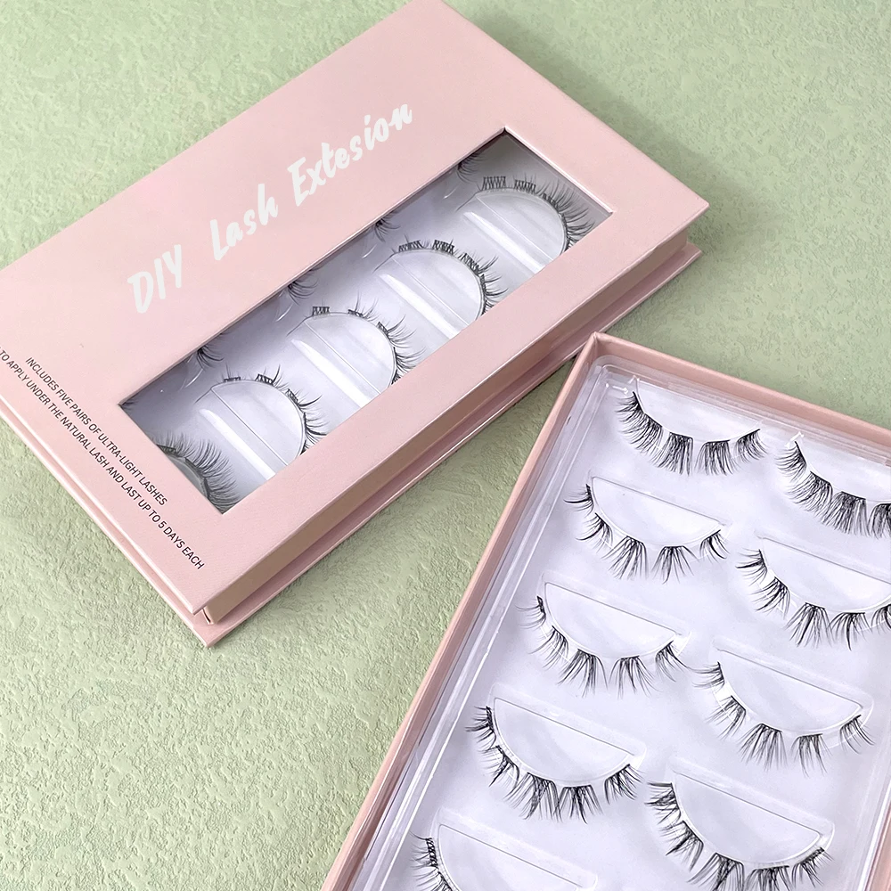 Wholesale Custom Diy Mink Lash Extension Kit Professional  Natural Diy Black Band Lash Segment Private Label Cluster Lashes