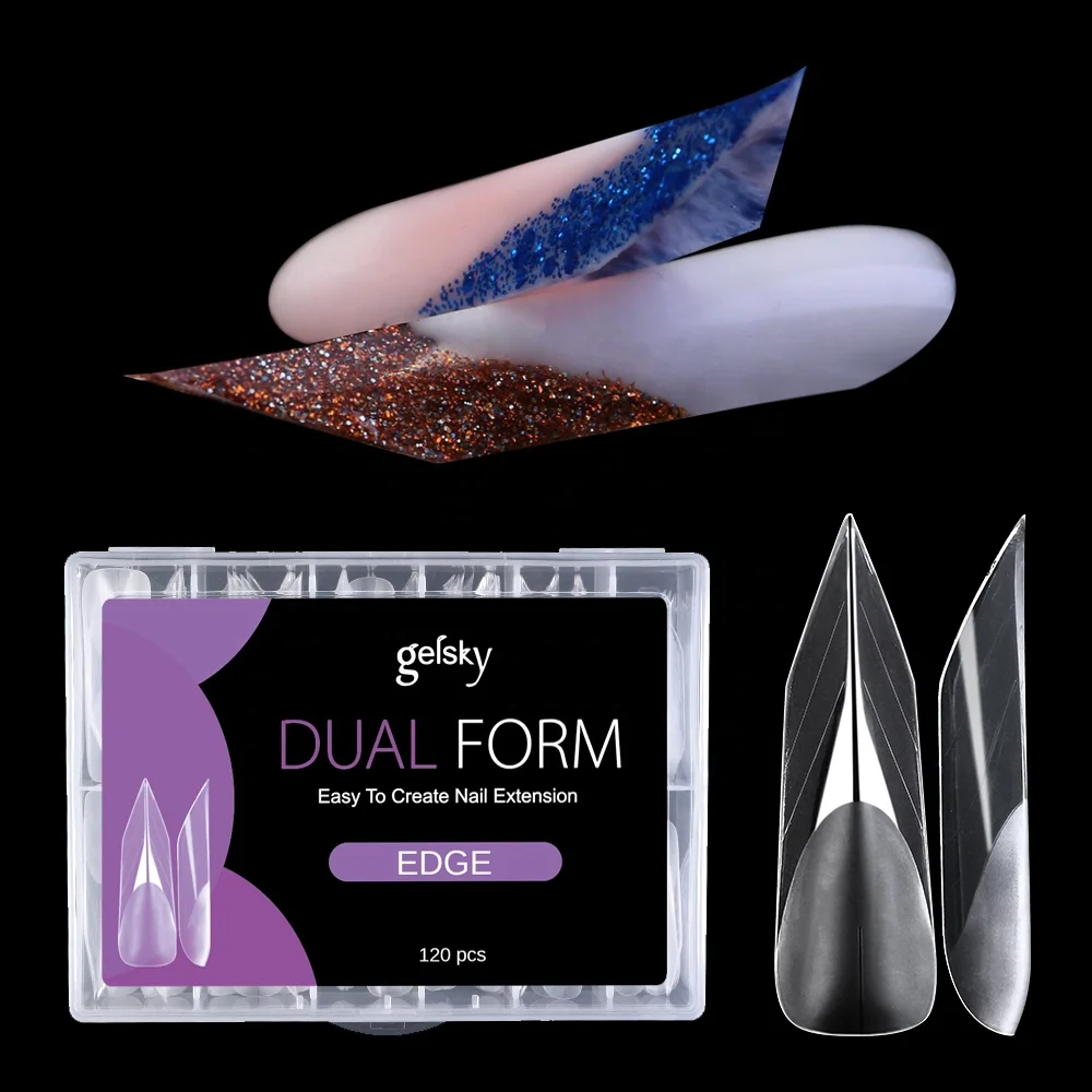 Gelsky 120Pcs Dual Form Nail System Extension Russian Nail Forms Edge Dual Form