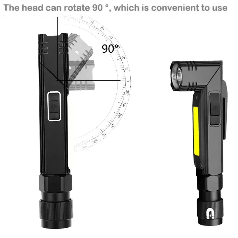 New Folding and Rotating USB Charging Multifunctional Rechargeable Inspection Lamp Led Flashlight COB Working Light 18650 DC 80