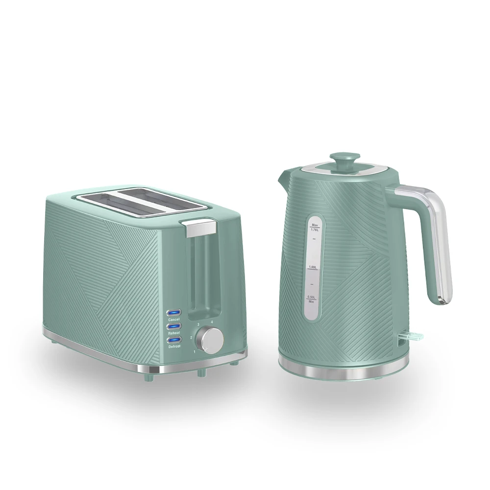 Home Appliance Breakfast Collection Plastic Cordless Tea Kettle and 2-Slice Toaster Electric Kettle and Toaster Set