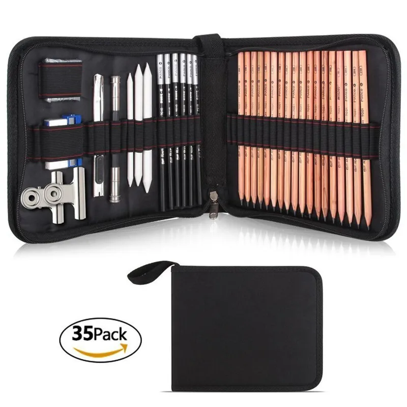 High quality wooden safety and environmental protection office pencil MKD35 piece set sketch pencil set