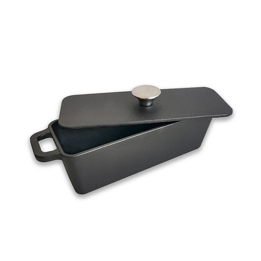 Preseasoned Bread Pan Rectangular Cast Iron Bread Loaf Tin With Lid
