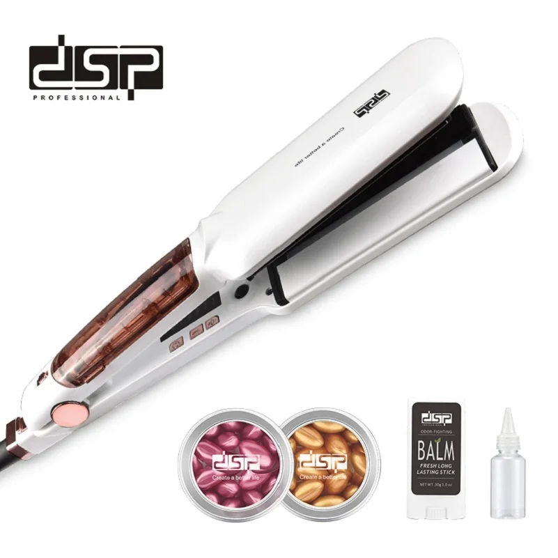 White and Red 360 Degree Swivel Indicator Light and Curler LED Display Hair Straightener 2 in 1 Electric Aluminum DSP 80W 10242