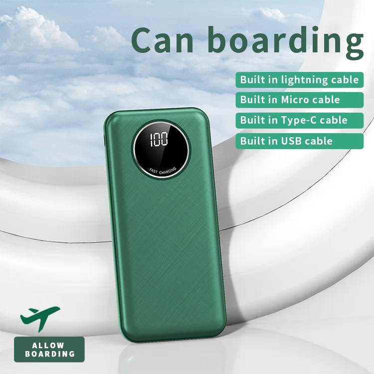 OEM Manufacturers custom package 5V 2.1A led digital display 10000mah powerbank with cable power bank