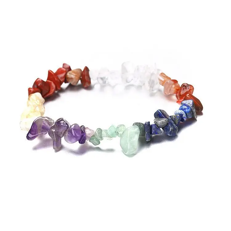 Natural Crystal Stone Bracelet 7 chakras Stone Elastic Bracelet for women Gemstone Bracelet Jewelry