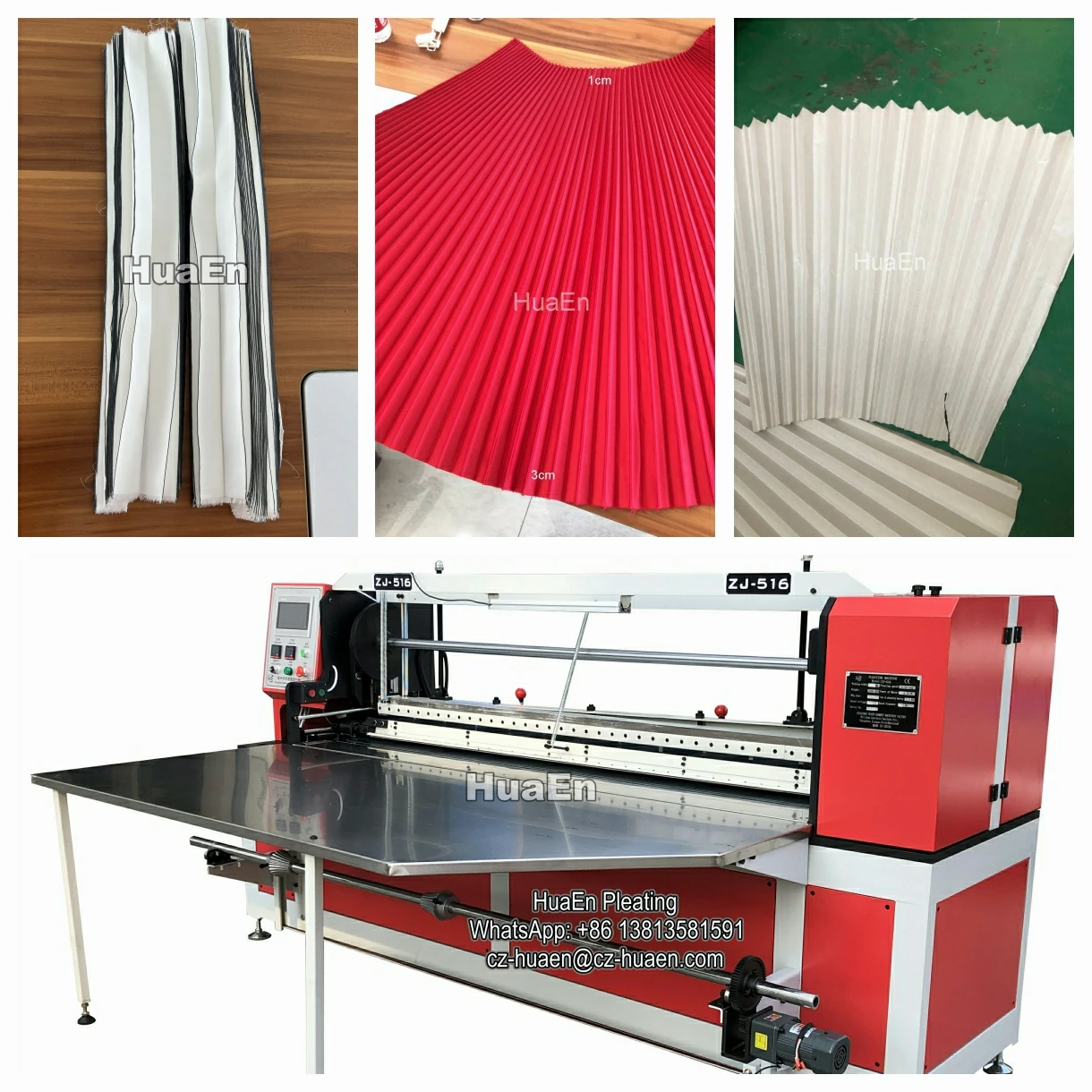 Manufacturer HuaEn computerized ZJ-516 two in one for long dress, sunray skirt ranges 1.6m to 2mFabric pleating machine