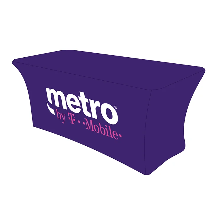 Custom thermal transfer printing stretch table cover outdoor  promotion table cloth any logo any color