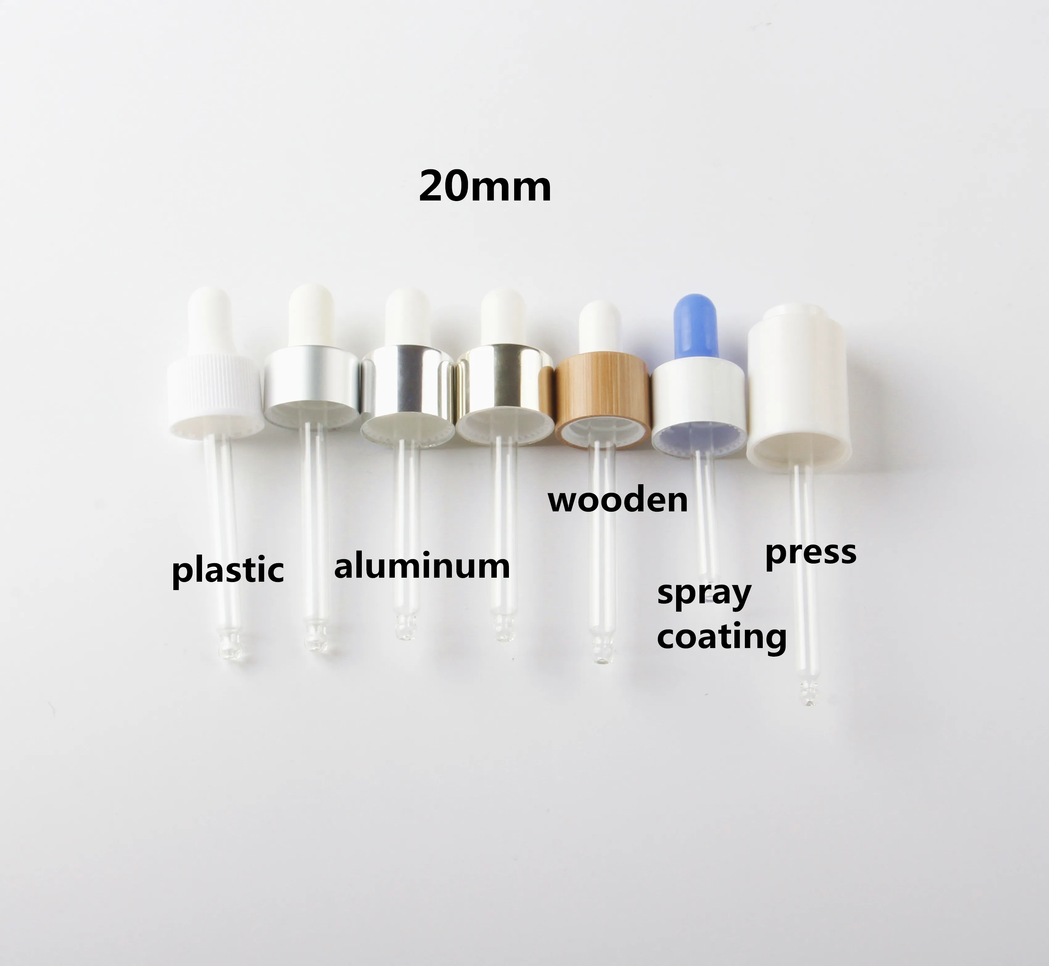 13mm 18mm 20mm 24mm dropper with different material closure custom dropper for essential oil