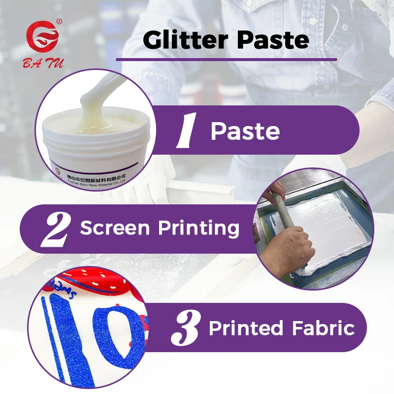 На водной основе блеск для чернил текстильные чернила трафаретной печати с блестящей пастой дизайна