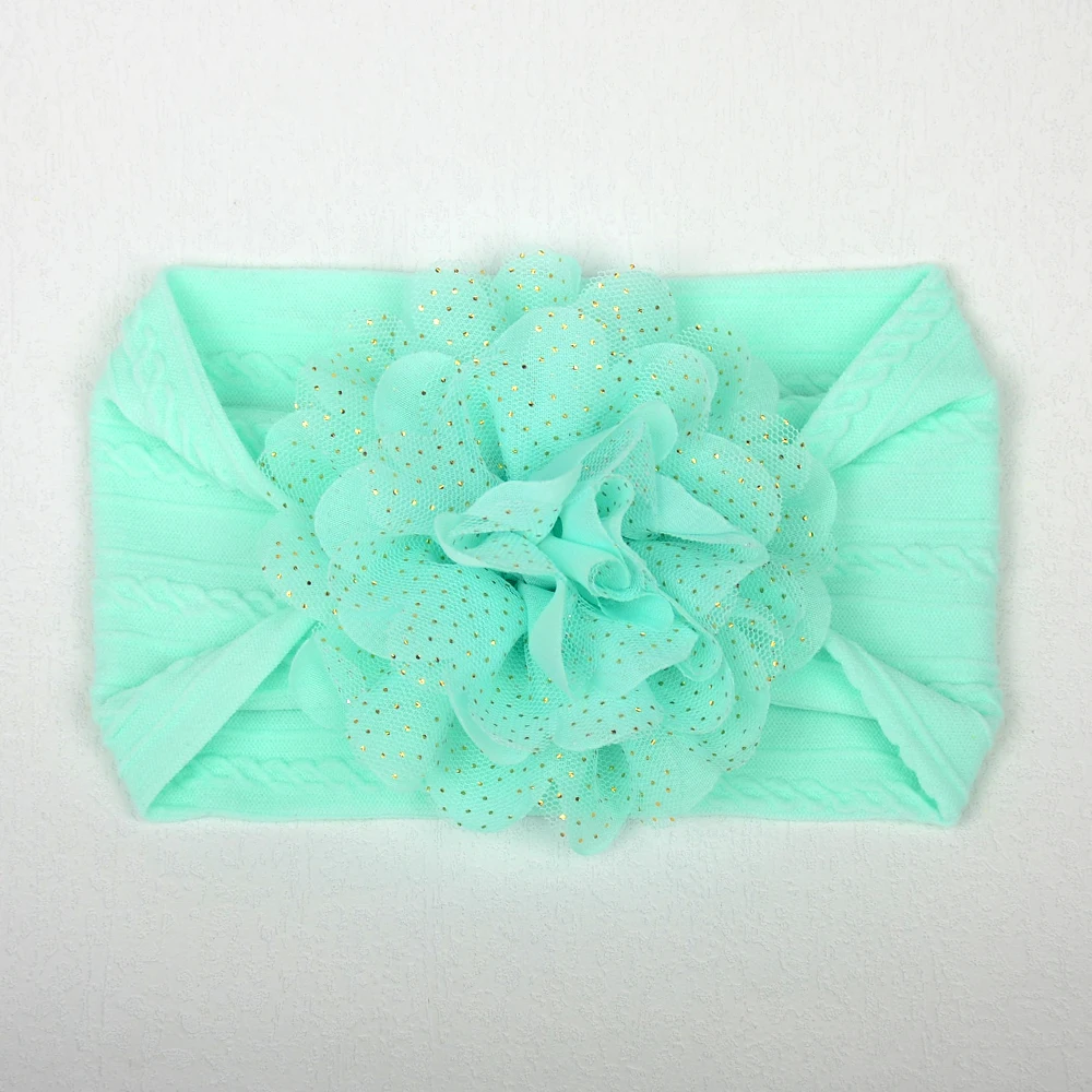 China factory wholesale Baby Nylon Headband Flower Top Knot Hairbands Soft Newborn Fabric Hair Bands