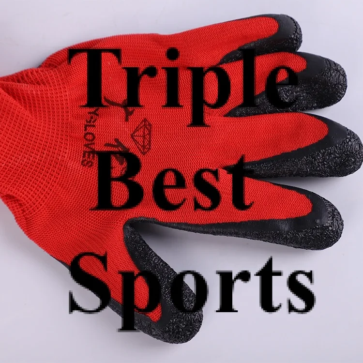 TB1 cheapest and high quality13g nylon rubber crinkle work string Non-Slip gloves
