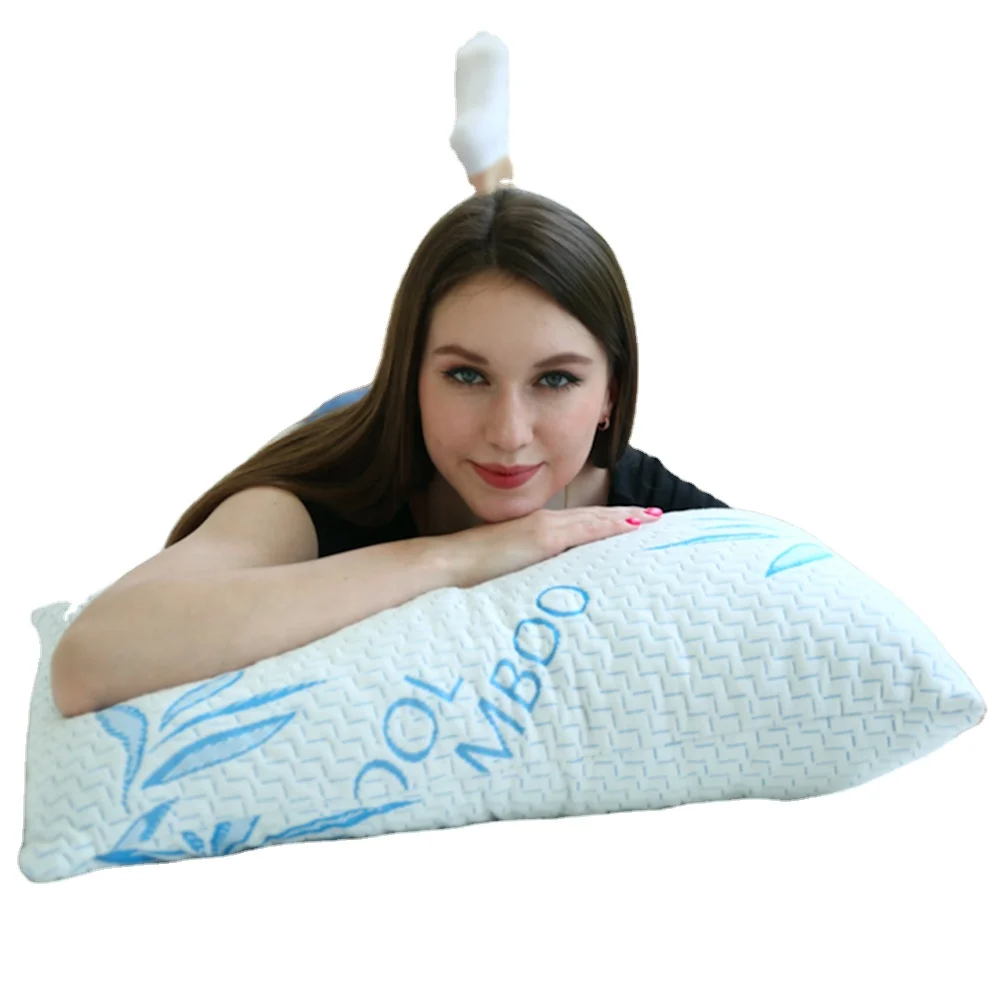 Shredded gel foam Bamboo Pillow shredded gel foam Heat and Moisture Reducing Ice Silk Gel Infused Shredded Memory Foam Pillow