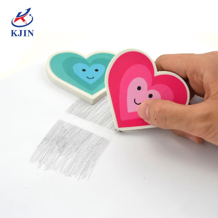 LOW MOQ wholesale New stationery cartoon shape rubber kids kawaii Rubber Eraser hot sale heart shape eraser