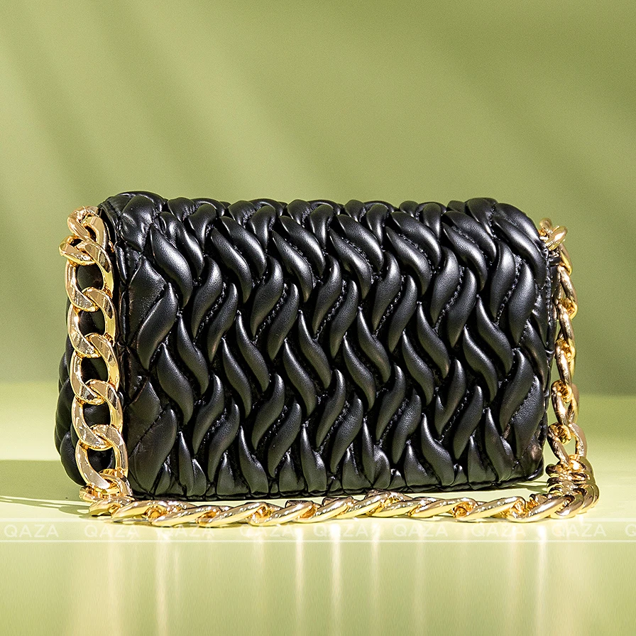 Jiali QAZA Leather Handbags For Women Cheap Designer Embossed Clutch Hand Bags Black Branded Handbag For Ladies