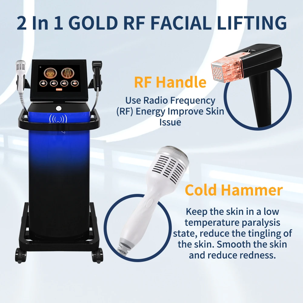 2 in 1 Skin Rejuvenation Professional Fractional Gold Rf Machine Facial Y Corporal Skin Tightening Rf Face Lifting Machine
