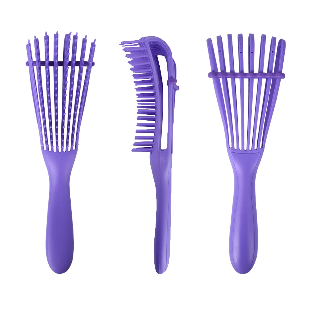 Customized Logo  Plastic Wholesale Scalp Massager Women Eight Rows Octopus Curly Straightener Massage Comb Detangling Hair Brush