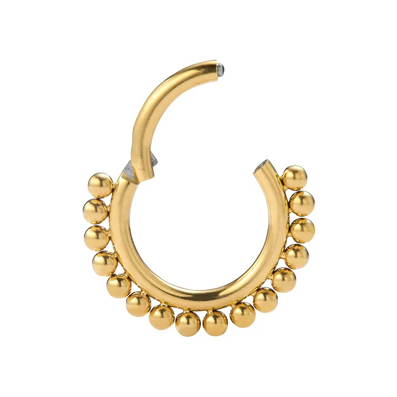 Giometal PVD 18K золото G23 титановый пирсинг из бисера Daith раковина перегородка клик Хрящ Пирсинг нос тела ювелирные изделия оптом