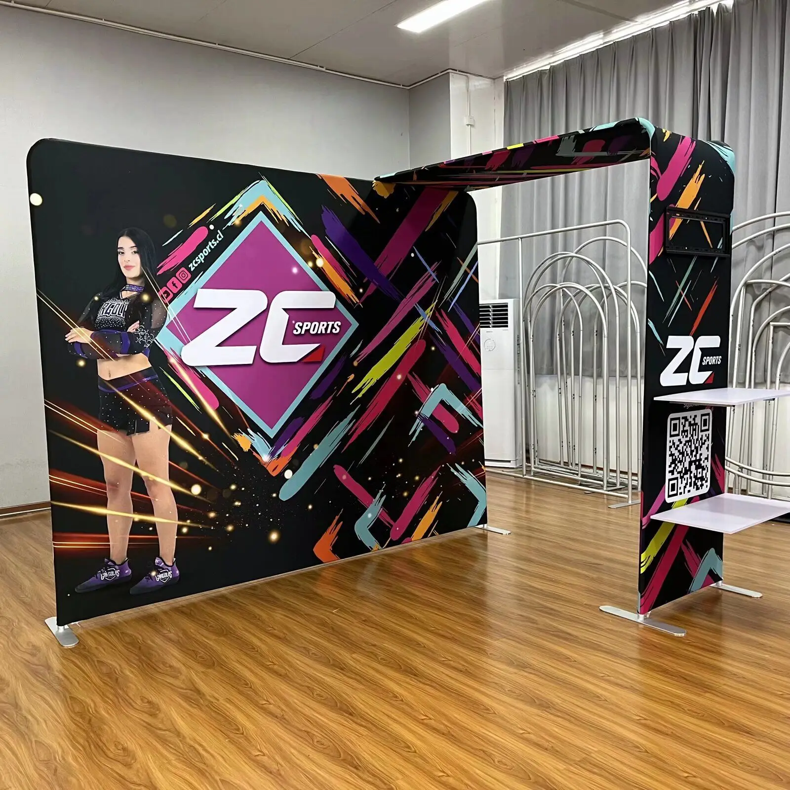 Trade Show Tension Fabric Aluminum Tube Exhibition Booth Backdrop Display Standition backdrop stand trade show display walls