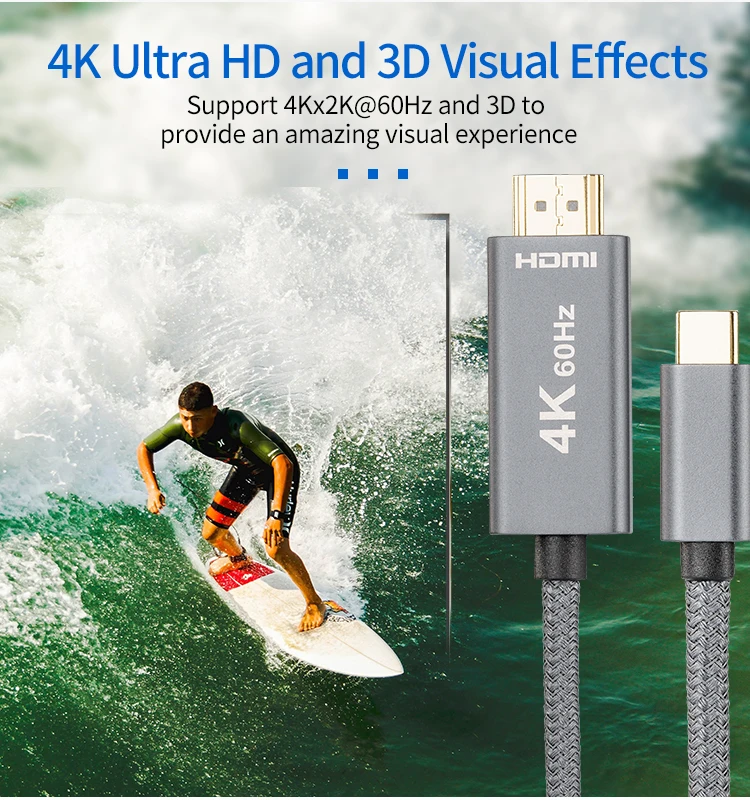 Ut-unite USB-адаптер 2 м 4 К 60 Гц ультра HD и 3D визуальные эффекты USB Type-C на
