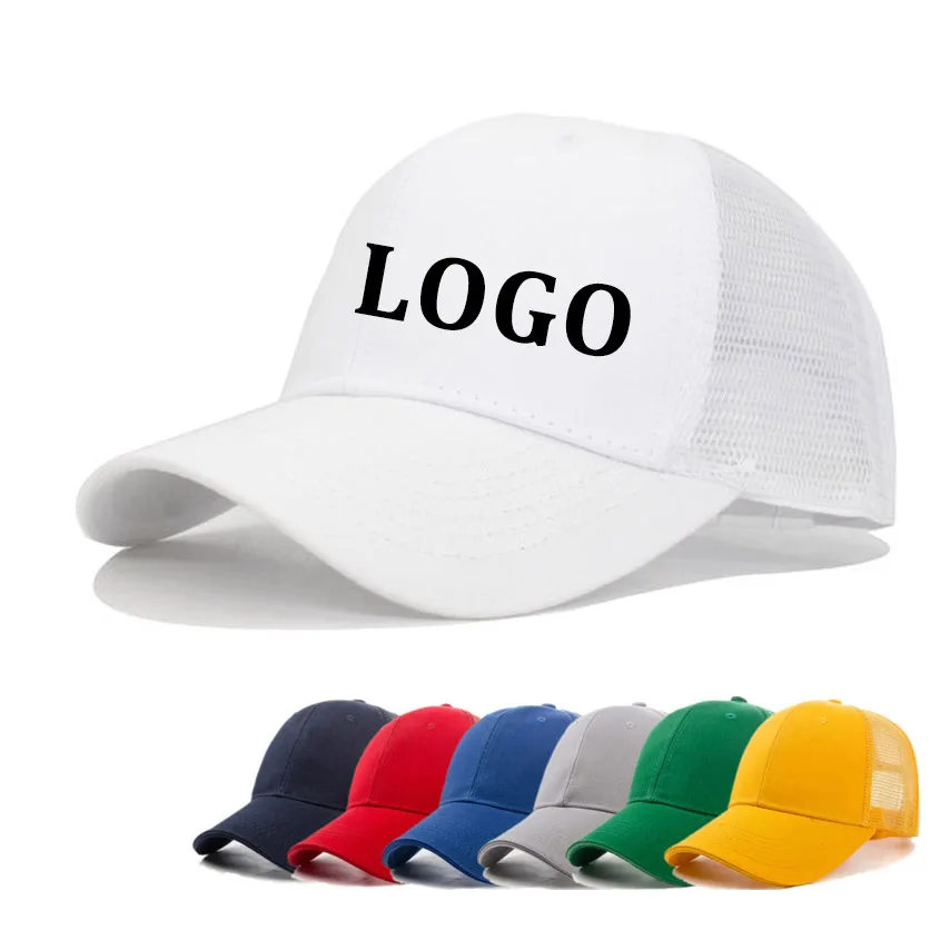 Embroidered custom trucker hat summer 6 panel blank mesh trucker hat caps