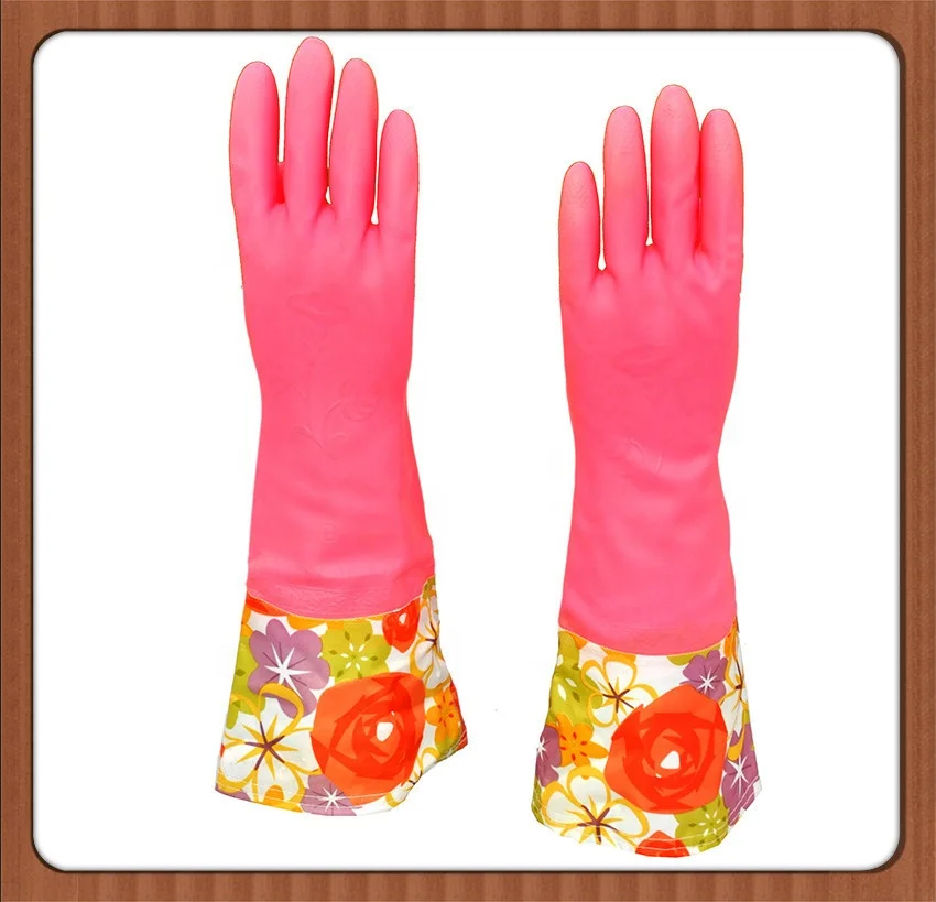 PVC long cleaning gloves with super grip long cuff gloves