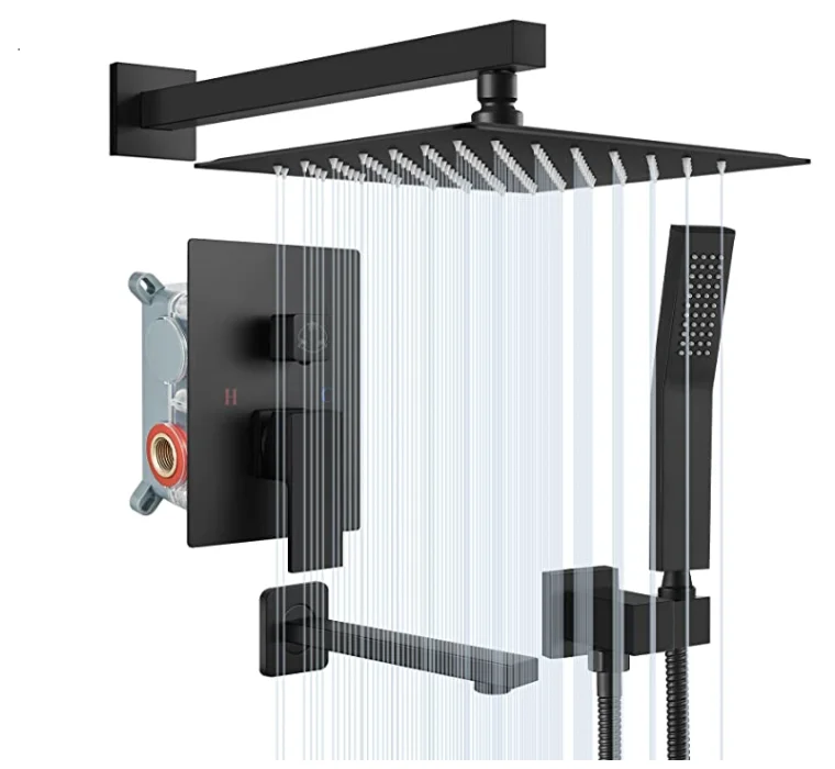 Wholesale matte black shower set 3 functions bathroom shower system