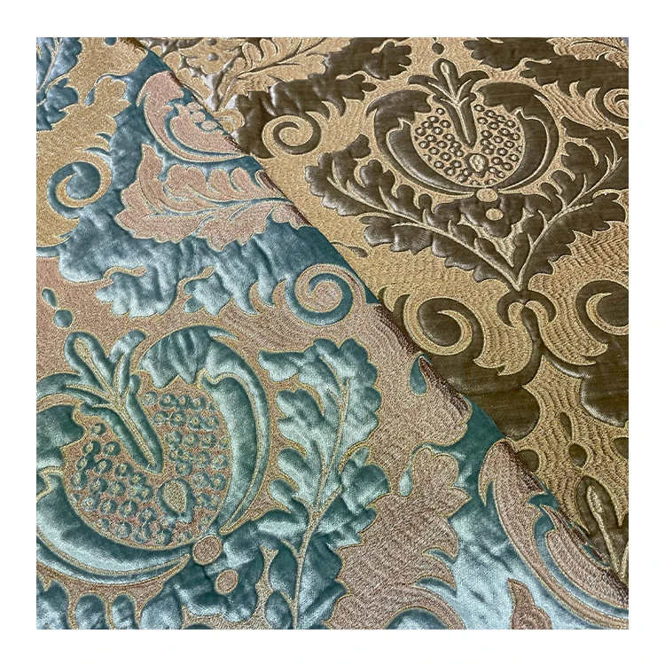 Hot Color Flower With Good Three-dimensional Golden Heavy Embroidery Linen Fabric